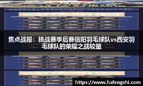 焦点战报：挑战赛季后赛信阳羽毛球队vs西安羽毛球队的荣耀之战较量
